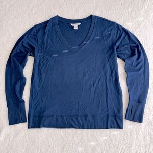 Athleta NWOT Women's Sunrise V-neck Sweatshirt, Navy Blue, Size L